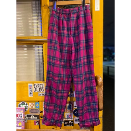 [USED] ピンクチェックWOOL パンツ