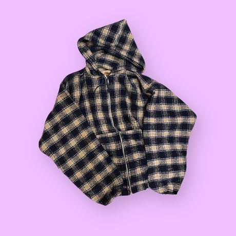 [USED] チェック柄 zip parka