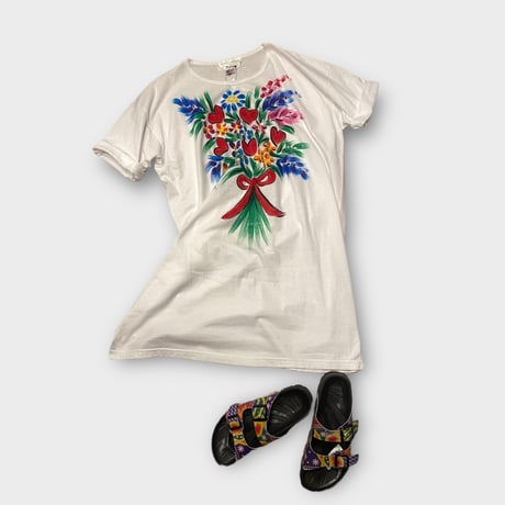 [USED] 花束イラスト💐Tシャツワンピース