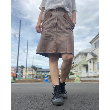 [USED] REAL レザースカート / BROWN