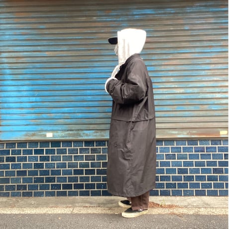 [USED] BLACK NYLON  LONG COAT