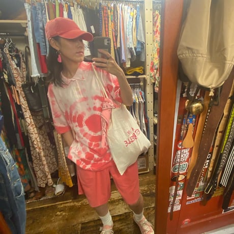 [USED] pink タイダイ BIG ポロシャツ