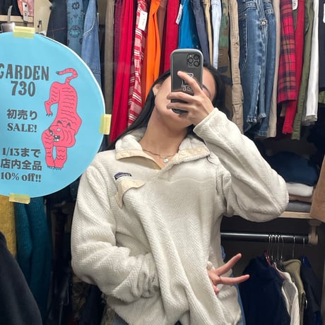 [USED] 真っ白♡ "patagonia" POLARTEC フリース スナップ プルオーバー