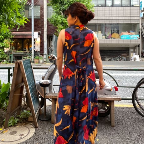 [USED] 花柄 襟付きノースリーブワンピ