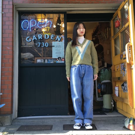 [USED] vintage ちび丈3色Vニット