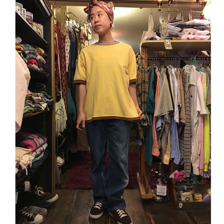 [USED]やさしい Yellow × Brown リンガーTee