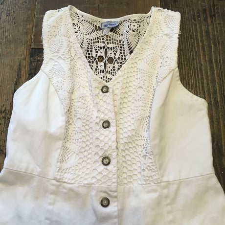 [USED] ホワイトデニム×レースのワンピース