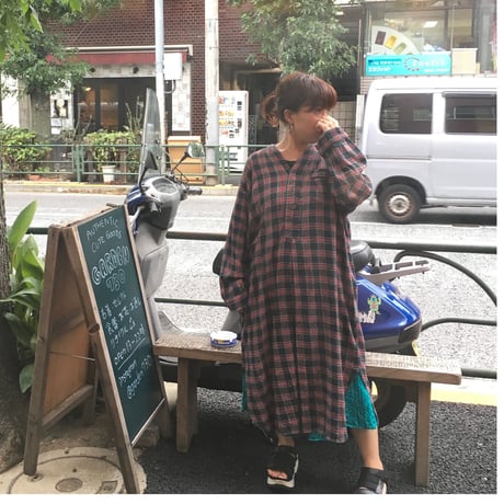 [USED] ノーカラーネルシャツワンピース