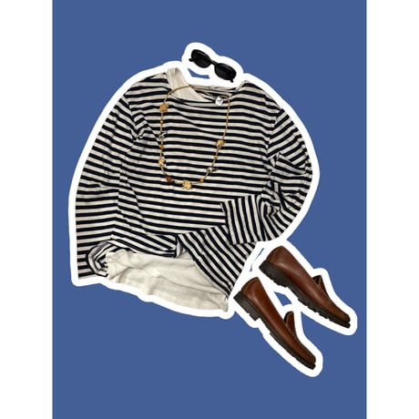 [USED] Midnight NAVY♡ボートネックTOPS
