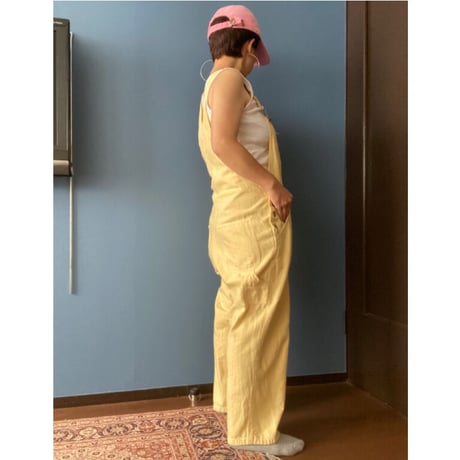 [USED] イエロー💛ヒッコリーオーバーオール