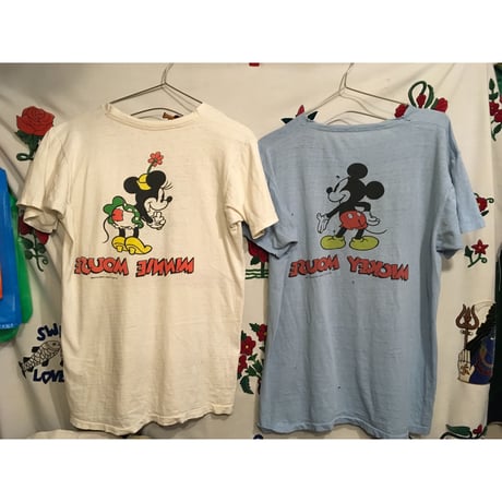 [USED] 80's  vintage  両面 Mickey & Minnie Tee