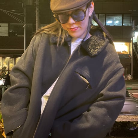[USED]ボア襟 BLACK WOOL コート　JKT