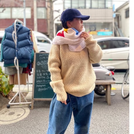 [USED]  Vintage ニット ブランケット 70 × 80cm