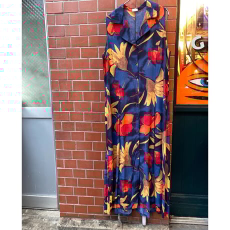 [USED] 花柄 襟付きノースリーブワンピ