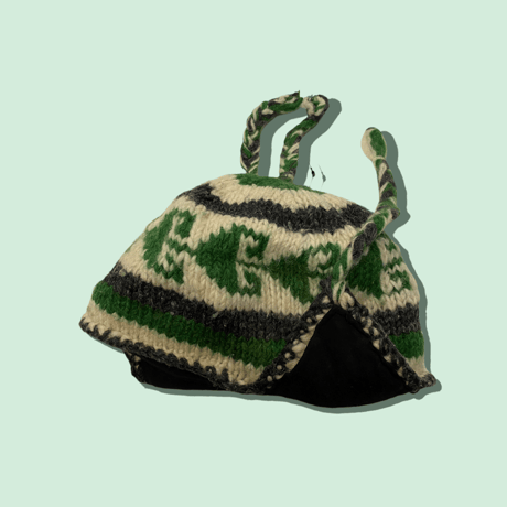 [USED] WOOL🐑耳あてニット帽