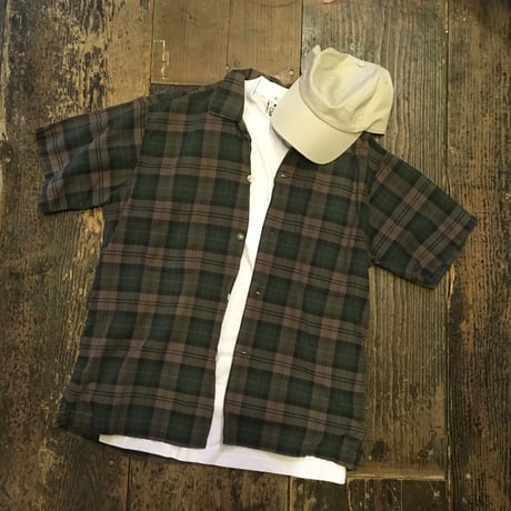 [USED] open collar ♡ チェックshirt