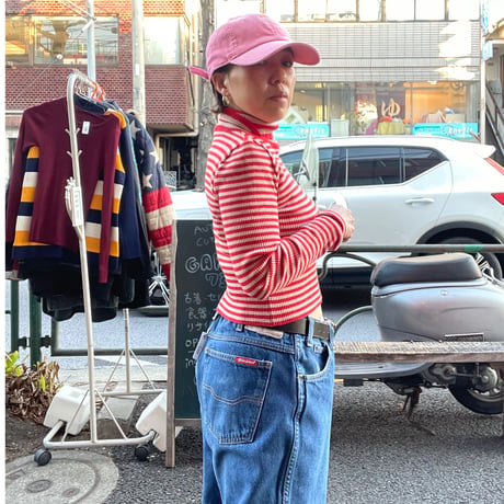[USED] ミニ丈♡ ボーダー リブタートル