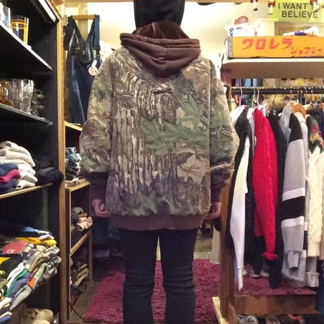 [USED] 重ね着風 CAMO フードJKT 中綿入り