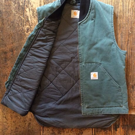 [USED] Carhartt ダック地 ベスト  ブルーグリーン色