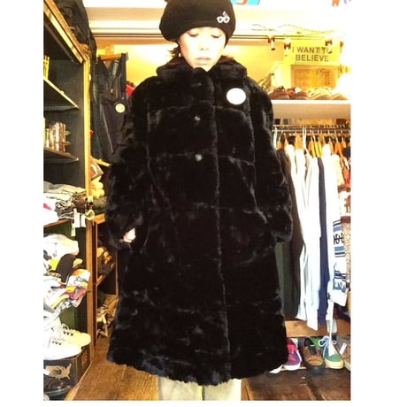 [USED] vintage 丸襟ロングフェイクファーコート