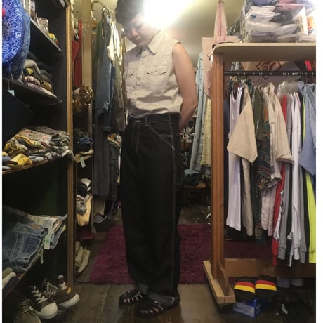 [USED] ステッチ入りブラックデニムペインターパンツ