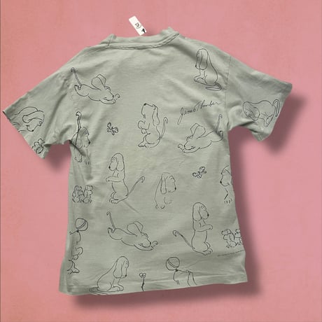 [USED] 80-90's  James Thurber 総柄 手書き わんこ TEE