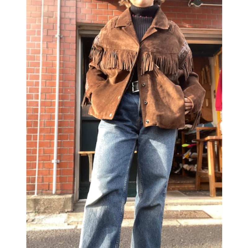 brown vintage フリンジジャケット USED] vintageフリンジ SUEDE JKT | garden730