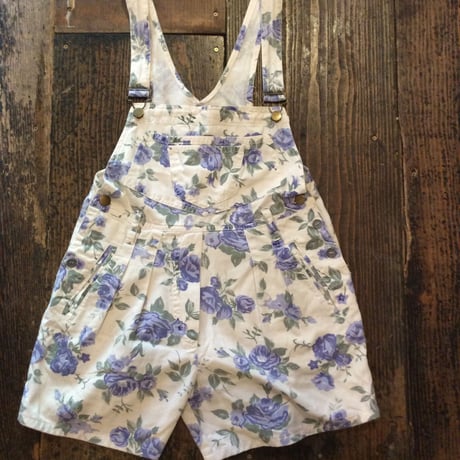 [USED] 花柄Cottonショートオーバーオール