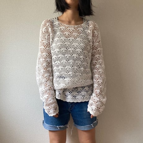 [USED] かぎ編み ロングニット