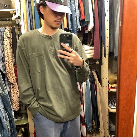 [USED] KHAKI ヘンリーネック LS Tee