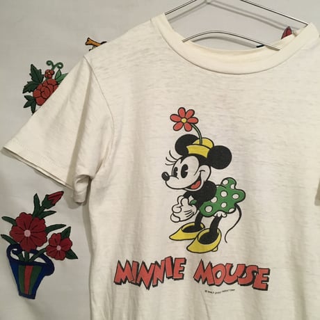 [USED] 80's  vintage  両面 Mickey & Minnie Tee