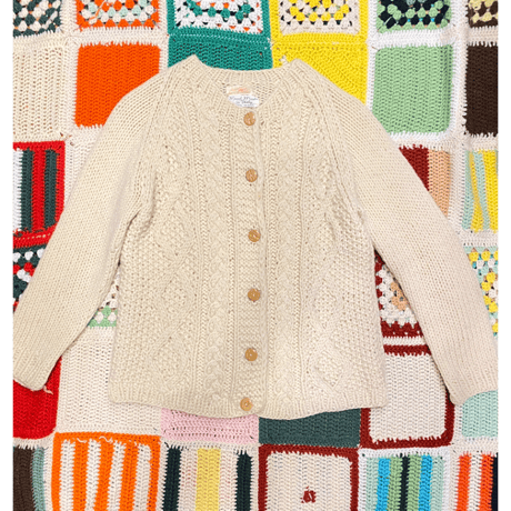 [USED] made in ITALY ハンドメイド ケーブル編みニットカーディガン