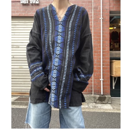 [USED]リネン刺繍 プルオーバーシャツ