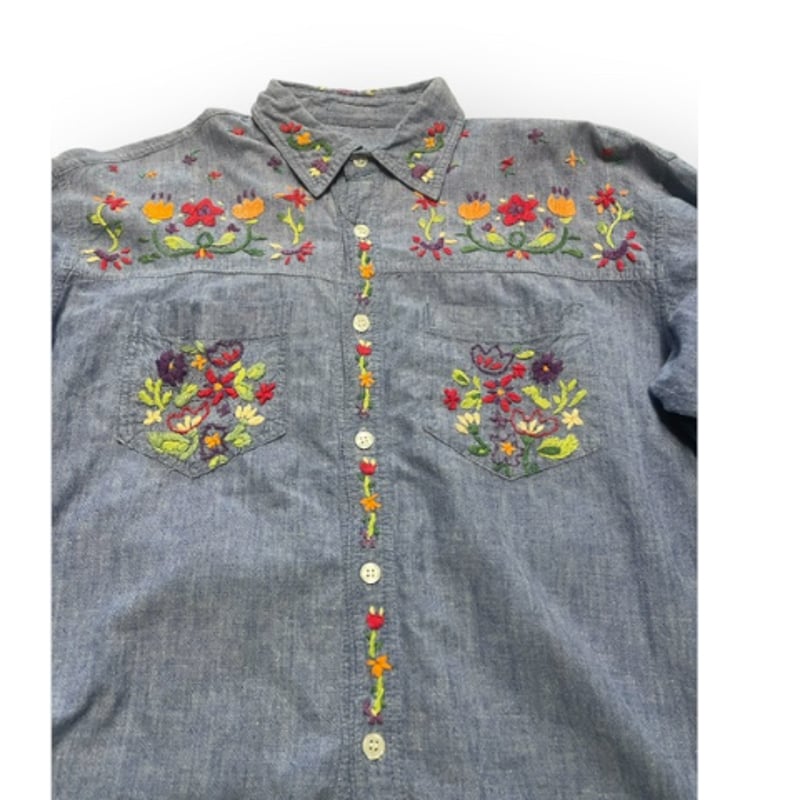 USED] 刺繍シャンブレー シャツ | garden730