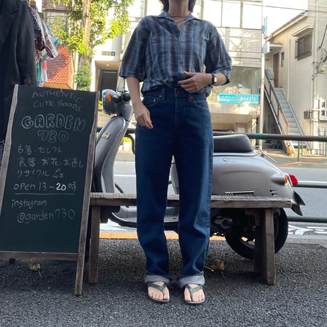 [USED]ブルーチェック開襟シャツ