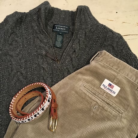 [USED] RALPH LAUREN ケーブルハーフジップニット