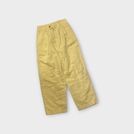 [USED] Yellow LINEN 2タック PANTS W27