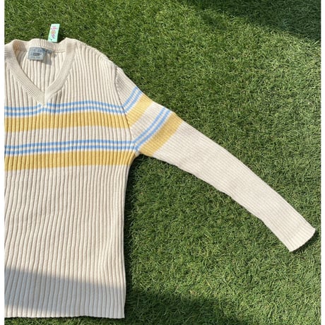 [USED] Ｖネックリブニット  💛💙