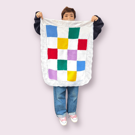 [USED]  Vintage ニット ブランケット 70 × 80cm