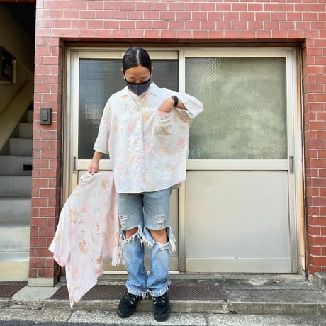 [USED] 淡いお花の LINEN シャツ