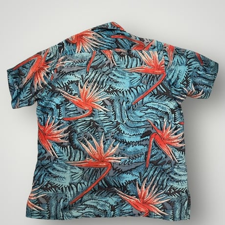 [USED] vintage 花柄レーヨンシャツ