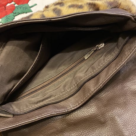 [USED] leopard fur shoulder bag♡