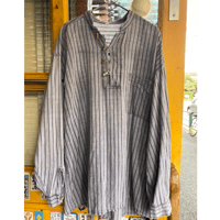 [USED] ストライプ ガーゼ SHIRTS/トグルボタン