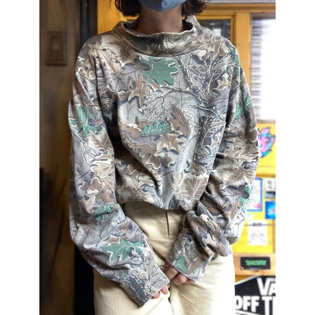 [USED] 90's リアルTREE CAMO Hi-Neck ロンTee