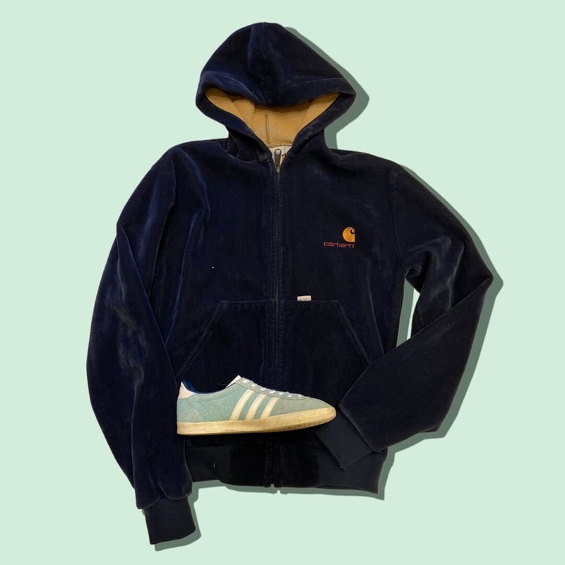 carhartt ベロアジップパーカー デッドストック☆80s USA製 carharttカーハート ベロア ジップ
