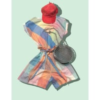 [USED] パステルチェック♡ ショート丈サロペット