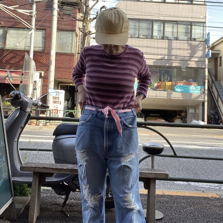 [USED] ボーダーちびロンTee♡PINK