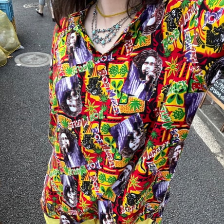 [USED] BOB MARLEY レーヨン P/O SHIRTS