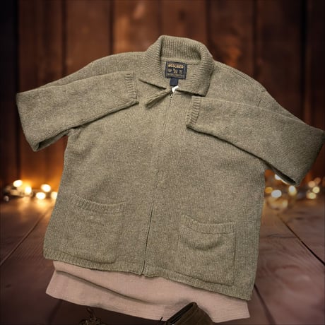 [USED] WOOL RICH モスグリーン FULL ZIP ニット