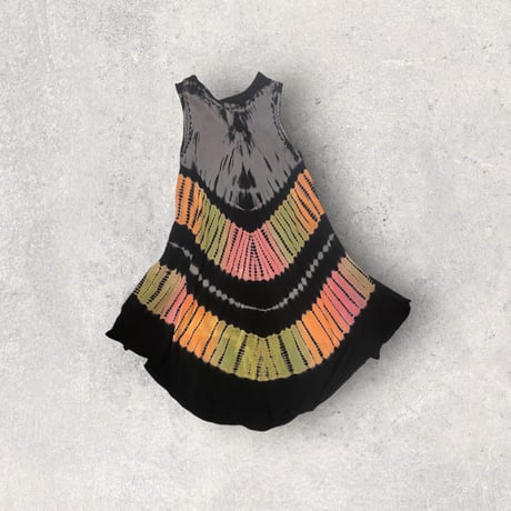 [USED] タイダイ刺繍BLACKレーヨンワンピ♡